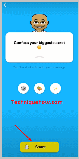 Share option on snapchat