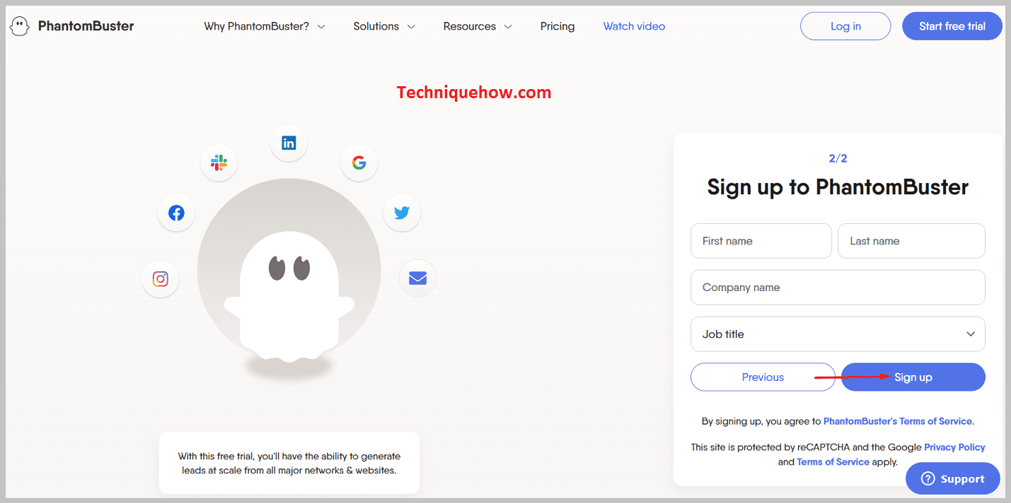  Sign up button