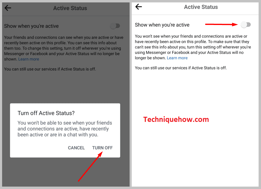 TURN OFF on active status