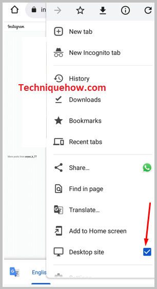 Tab on Desktop Site