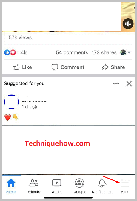 Tap Menu at the bottom on iPhone