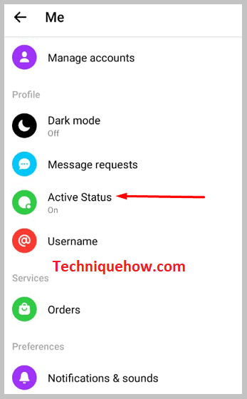 Tap on Active Status facebook app