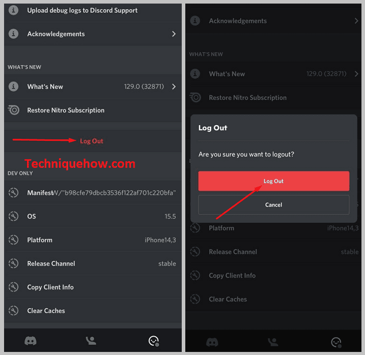 Tap on Log Out on iPhone