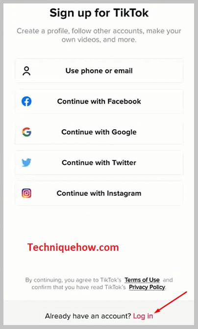 Tap on Login from the bottom