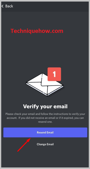 Tap on “Resend Email”