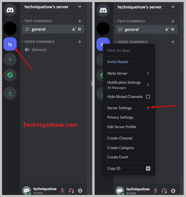 Tap on Server Settings discord