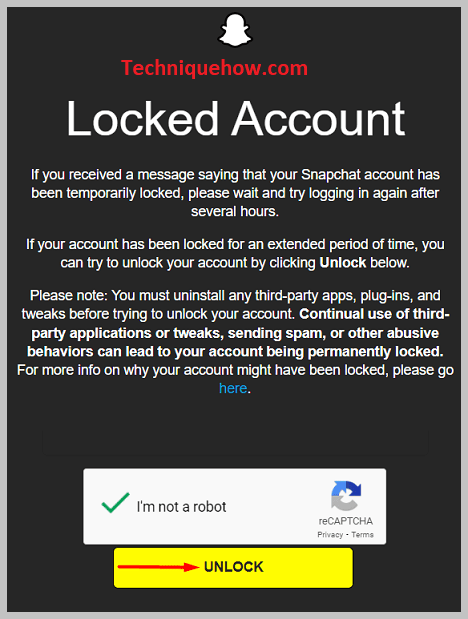 Tap on UNLOCK snapchat