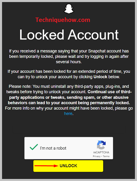 Tap on  UNLOCK snapchat