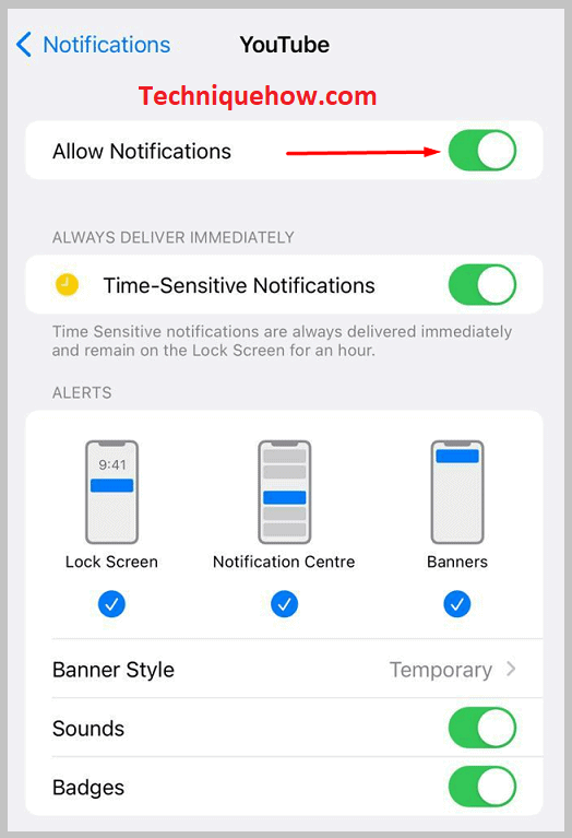 Tap on it to turn it on and green notification