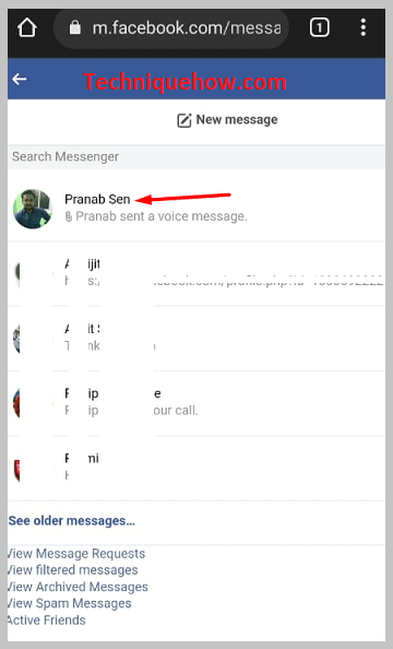 Tap on the Message icon facebook