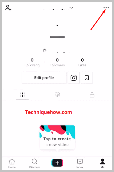 Tap on the Three lines icon on tiktok
