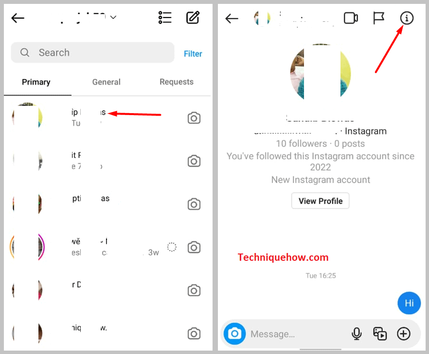 Tap on the user on instagram