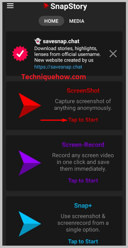 Tap to start button save story