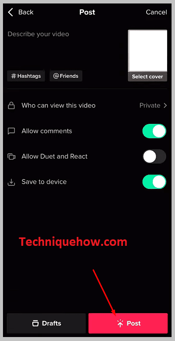 Then tap on Post on tiktok
