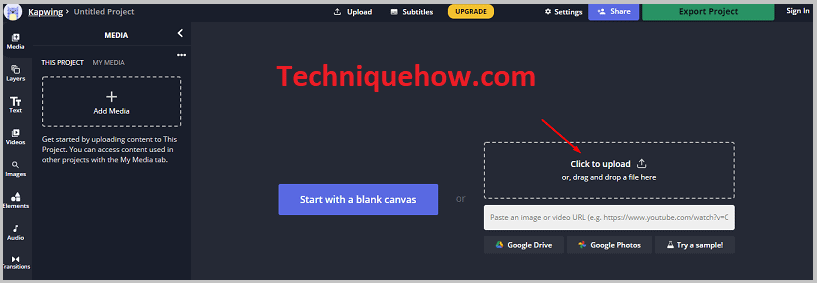 Upload Video on Kapwing.com