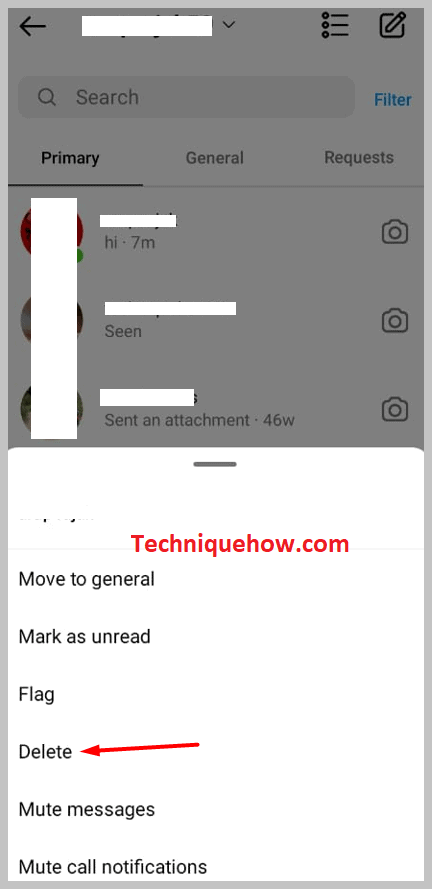 click and hold a chat on application