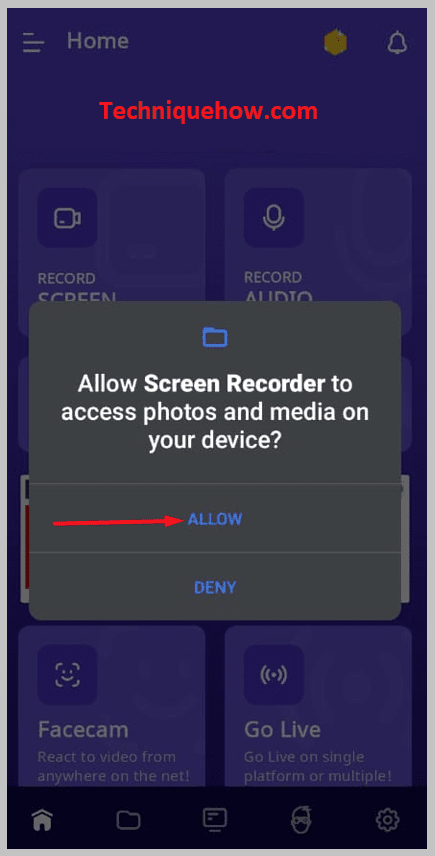 click on Allow on permission