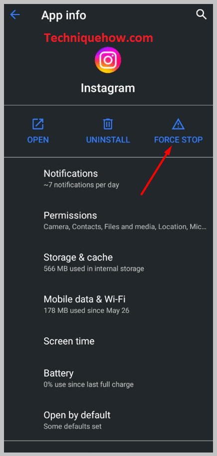 click on Force Stop