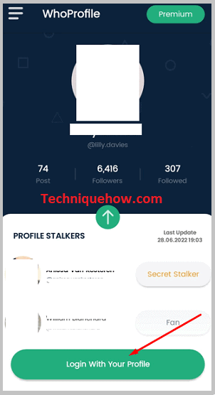 click on Login with your profile