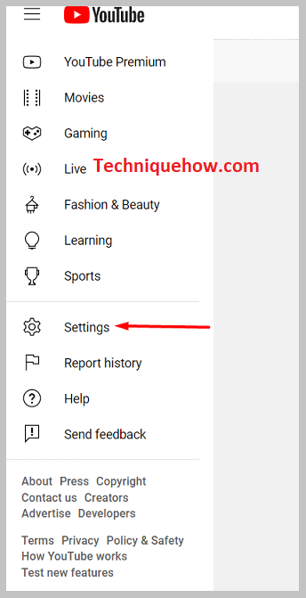 click on Settings on Youtube