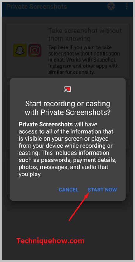 click on Start Now private