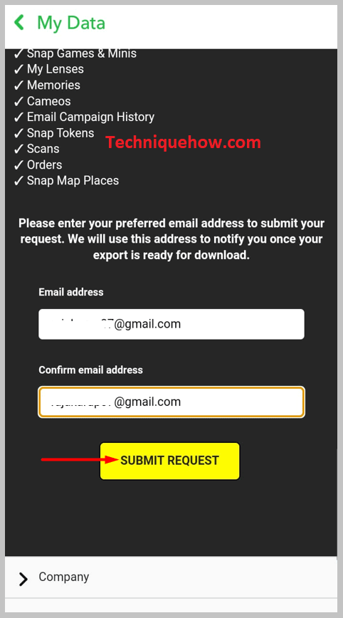 click on Submit on snapchat app