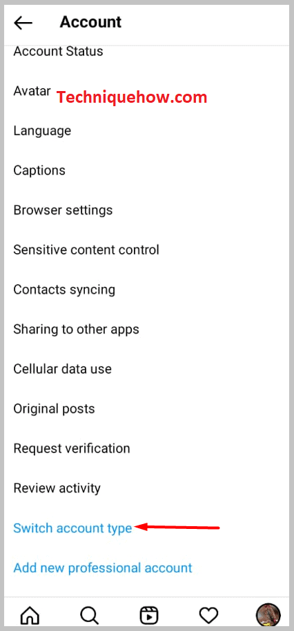 click on Switch account type