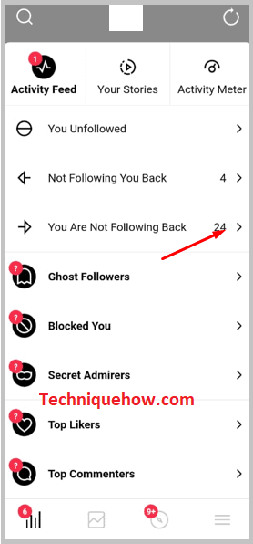 click on 'You Are Not Following Back'