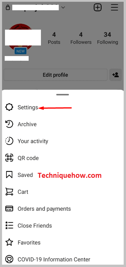 click on settings on mobile instagram