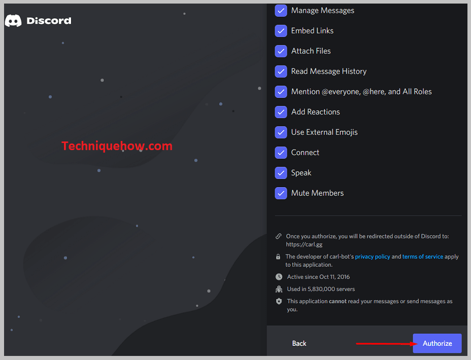 click on the Authorize button
