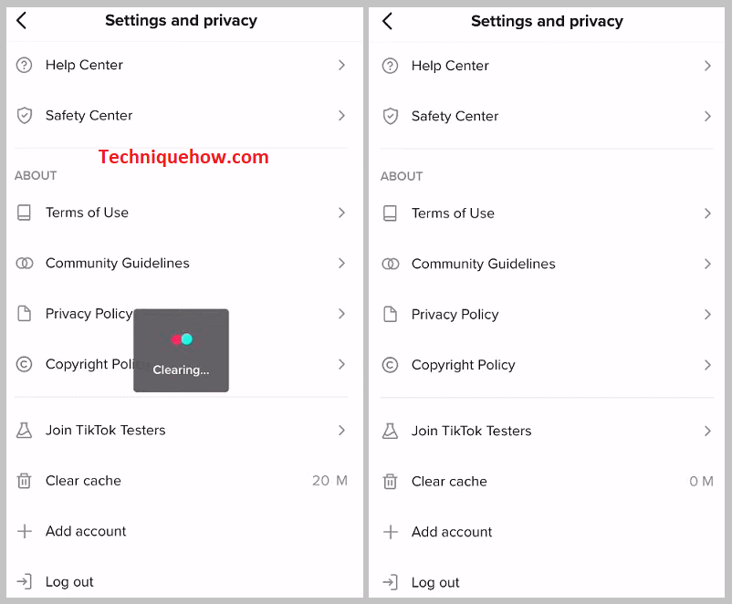click on the Clear Cache option