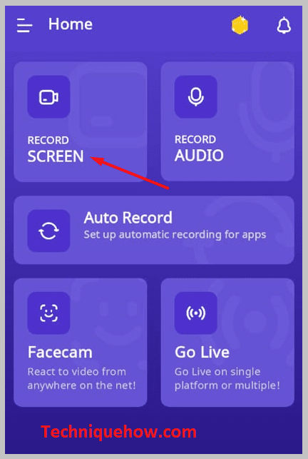 click on the RECORD SCREEN  option