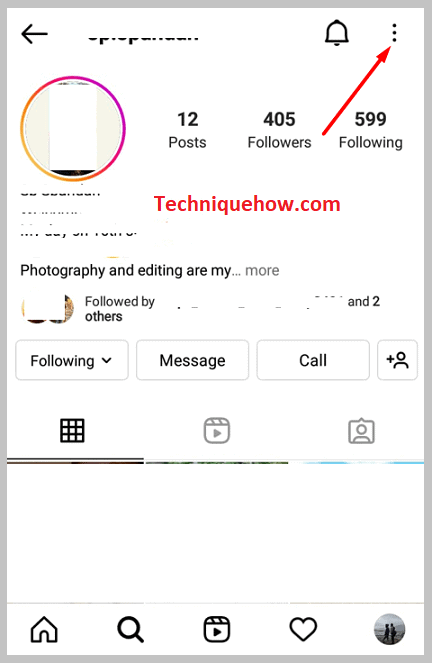 click on the three dots icon on instagram