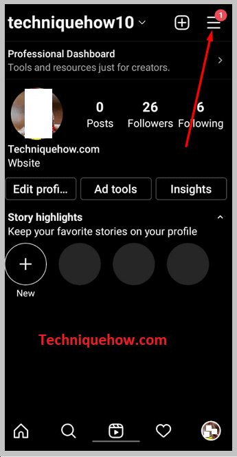 click on the three lines on instagram
