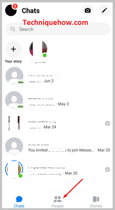 click the Peopl icon on messenger