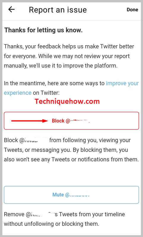 clicking on Block@username app