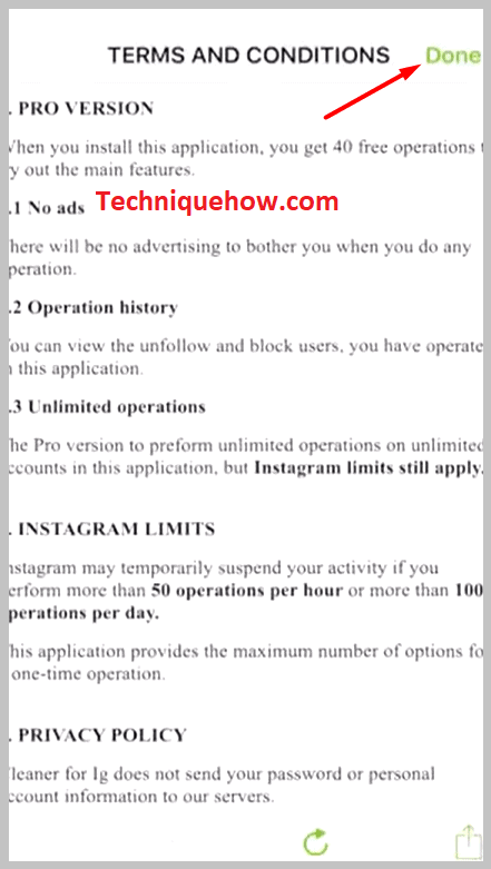 clicking on Done