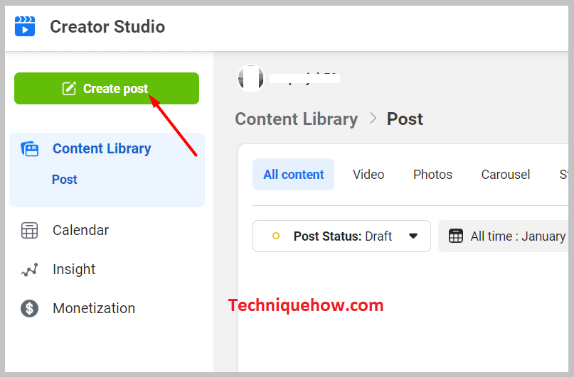  clicking on the Create Post option