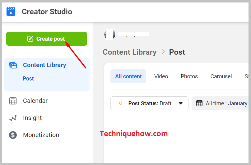 clicking on the Create Post option