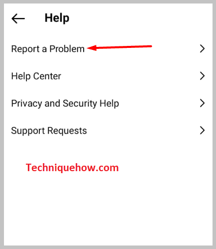 clicking on the Report a Problem