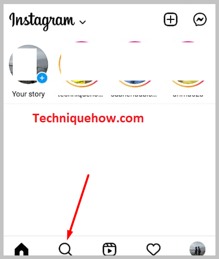 clicking on the magnifying glass icon on instagram