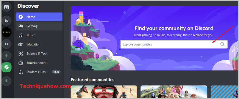 clicking on the search button on discord