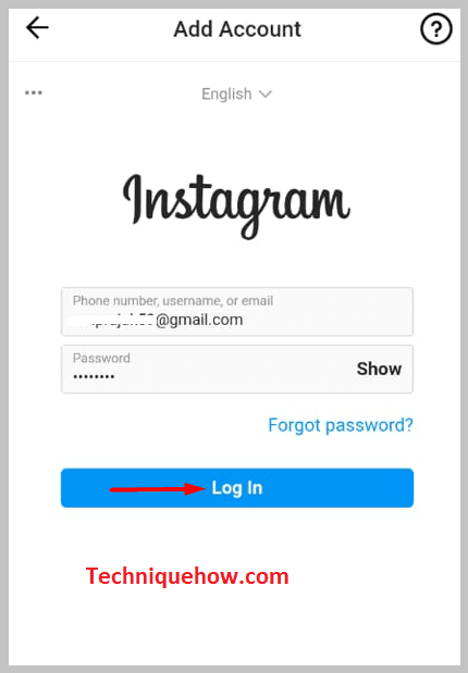enter your Instagram login