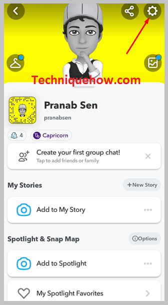 gear icon on snapchat