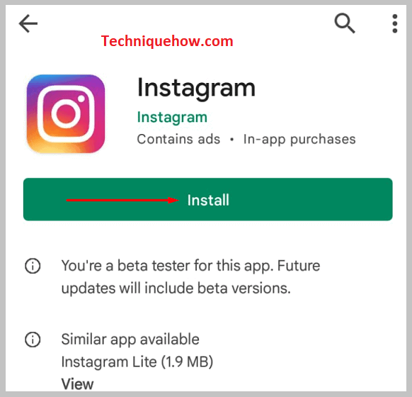  installation of the Instagram app