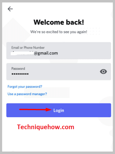 login into your account