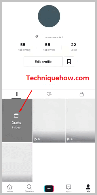 posts section find 'Drafts on tiktok
