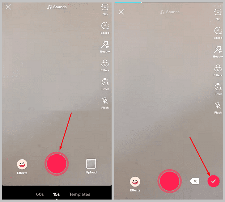 record the video & tap on