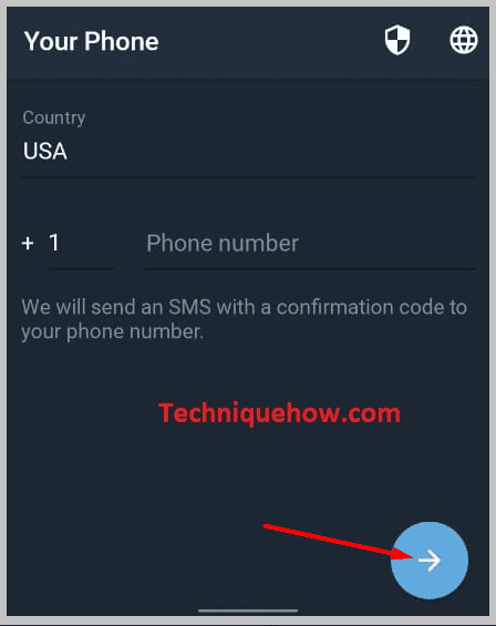 select your country and code