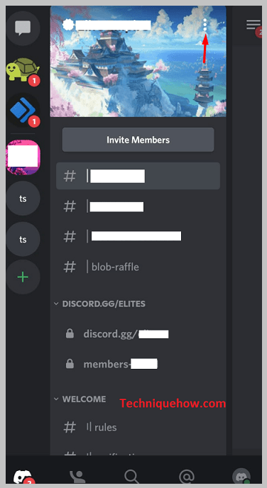 servers and tap the three dots